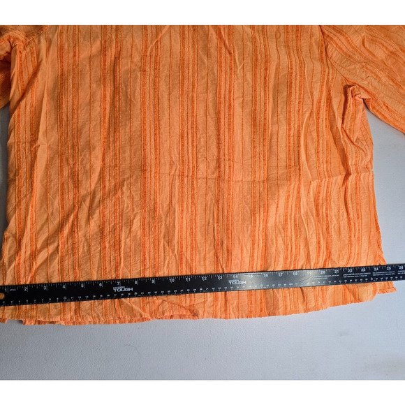 CJ Banks Blouse Women's 1X Orange Striped Button Down 3/4 Sleeve Collar NWT - Picture 10 of 16